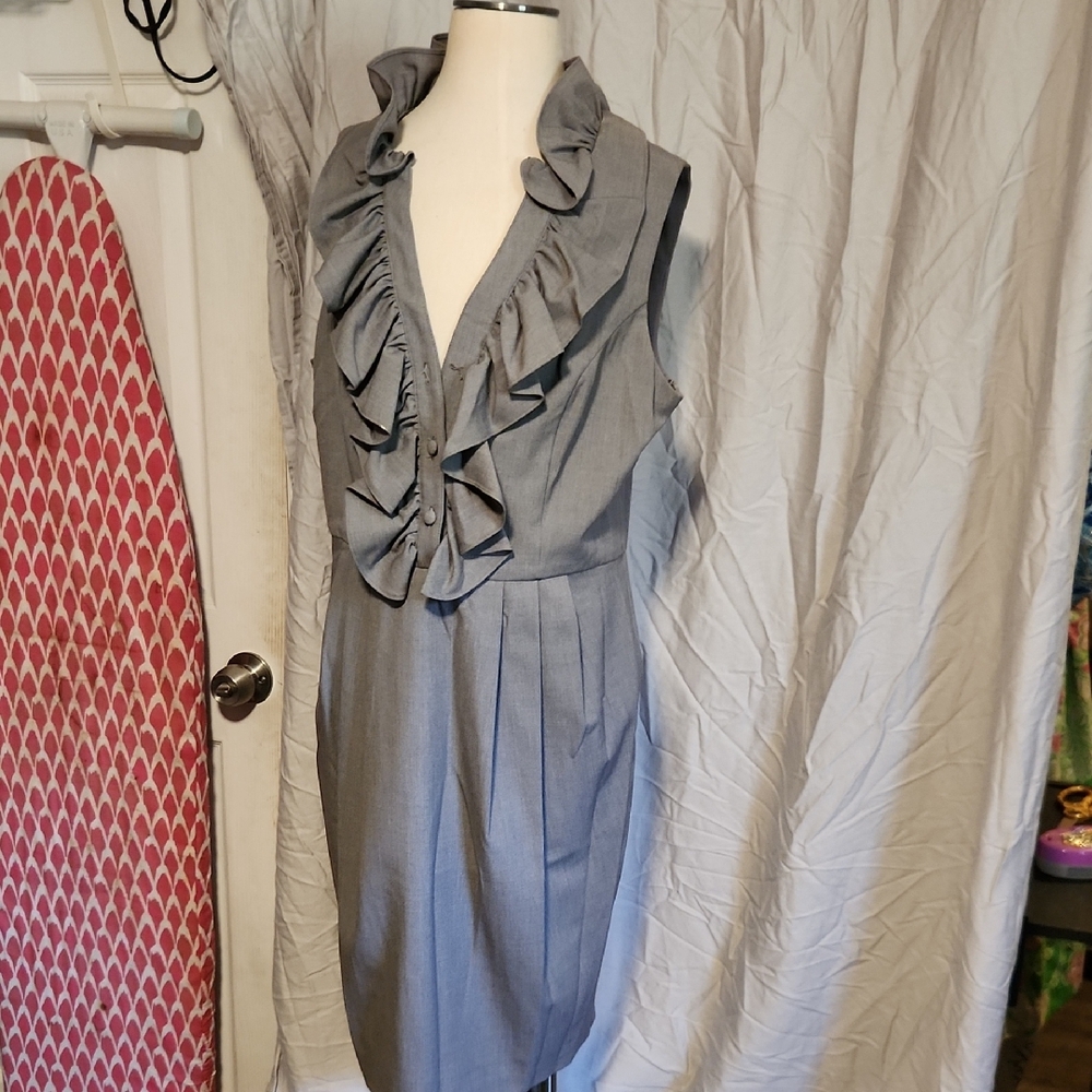 Gray Ruffled Sleeveless Dress